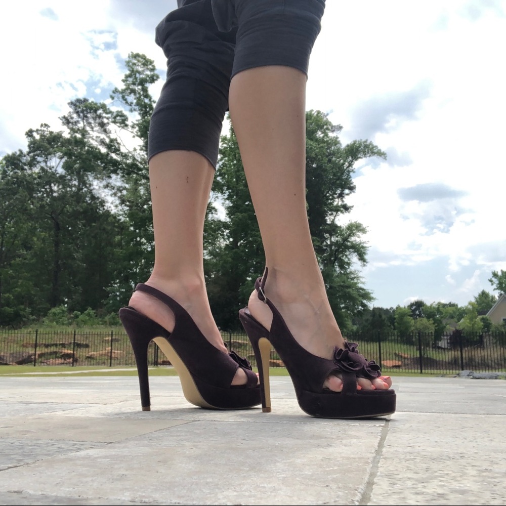 Purple suede heels